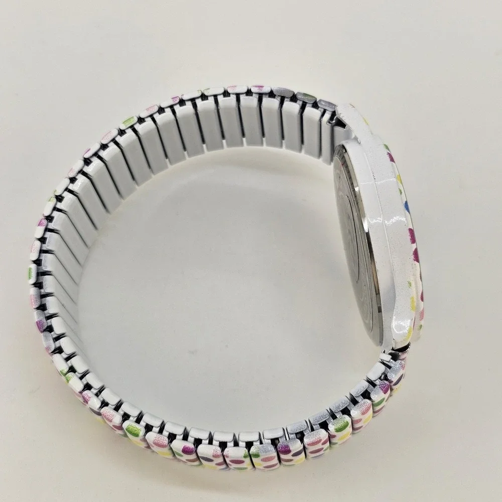 36MM Women's Watch White Dial Polka Multicolor Strech Band‎ 6.5